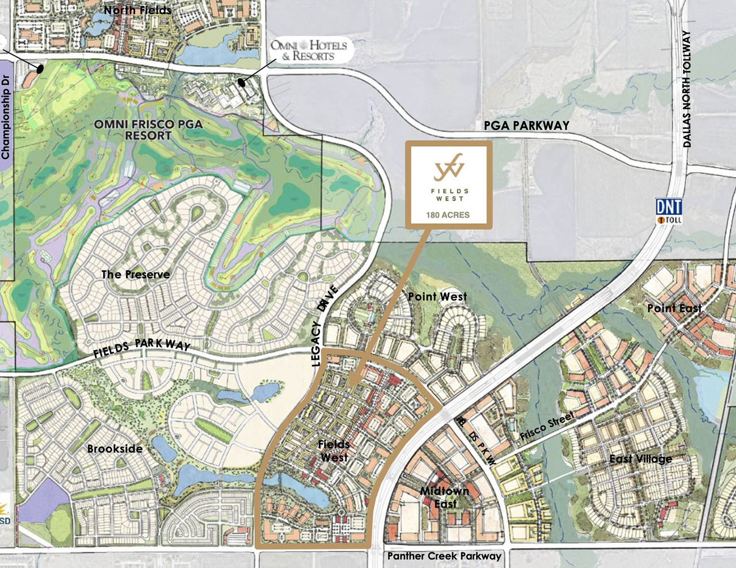 The Fields West project at the tollway and Panther Creek Parkway is part of the larger 2,500-acre Fields development